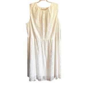 Laura Plus White Lace Dress-Size 20-Sleeveless/Fitted Bodice-Flared Skirt NWT